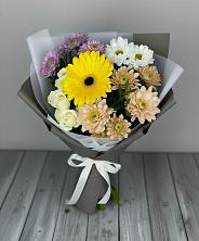 Букет цветов из:  Розы, Герберы и Хризантемы в Юрла