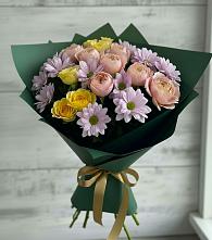 Букет цветов из:  Хризантемы и Розы в Юрла